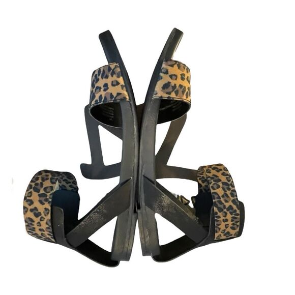 MIA Lydya Leopard Print Sandals Vegan Leather Black Brown Animal Print 7.5 - Picture 6 of 10